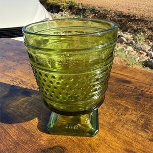 Vintage Napco Green Glass Hobnail Footed Planter Vase